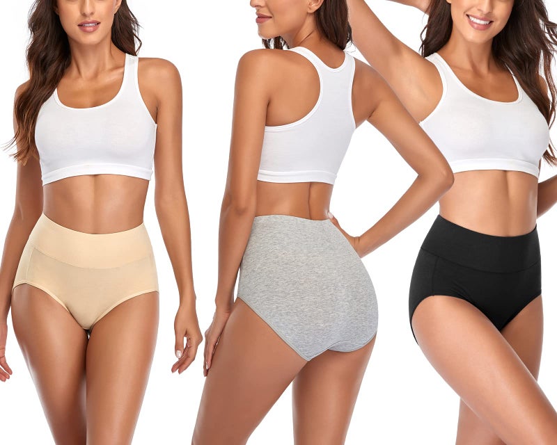 Annenmy Women's High Waist Cotton Underwear Soft Brief Panties Regular and Plus Size (XX-Large, Assorted1, 5-pack) - Image 3